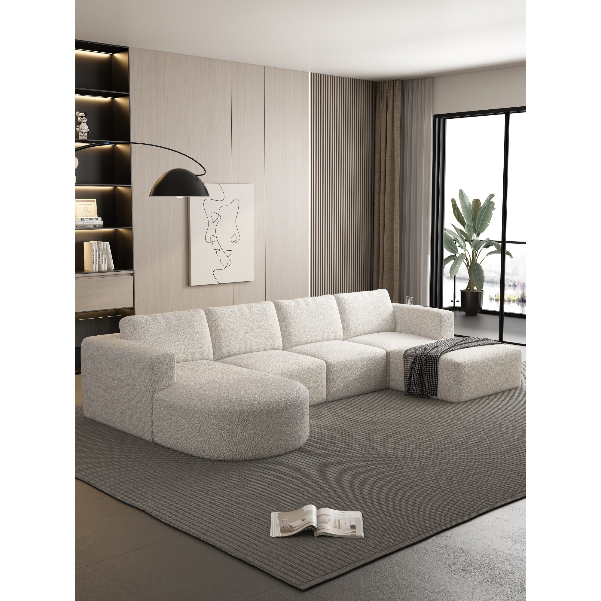 Orren Ellis X70.86" white ushaped modular sectional sofa sleeper with